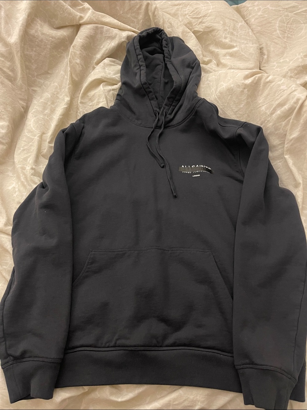 All Saints Charcoal Pullover Hoodie Size M